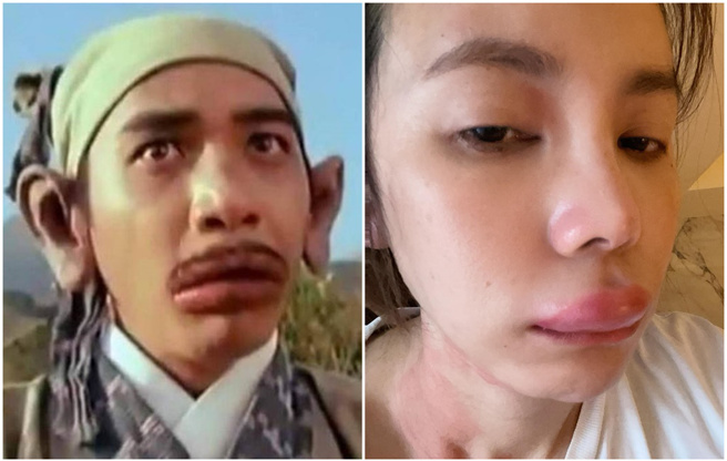 王偊菁自嘲自己的嘴唇像极了《东邪西毒》欧阳锋。（CATCHPLAY提供、王偊菁脸书）