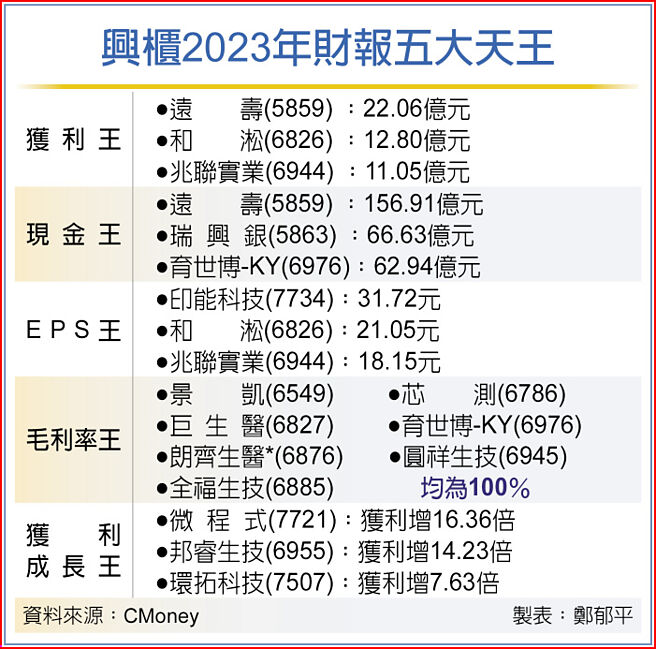 興櫃2023年財報五大天王