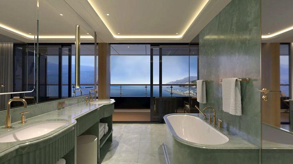 豪華海景套房的浴室。（圖／www.fourseasonsyachts.com）
