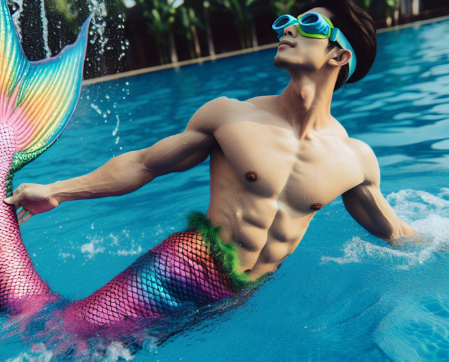 台湾24岁吴姓游泳教练和两同乡签约在新加坡餐厅表演「人鱼秀」，做了3个月被拖欠超过一万新元（约24万台币）薪水。（示意图、与本案无关／AI生成）