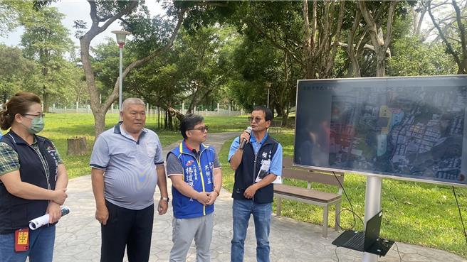 國民黨立委楊瓊瓔辦公室3日邀集各相關單位到聚興里市會勘，再爭取2期約1188萬元經費，未來綠帶廊道可串連至新田登山步道及旱溪自行車道，成為休閒綠色廊道。（讀者提供／張妍溱台中傳真）