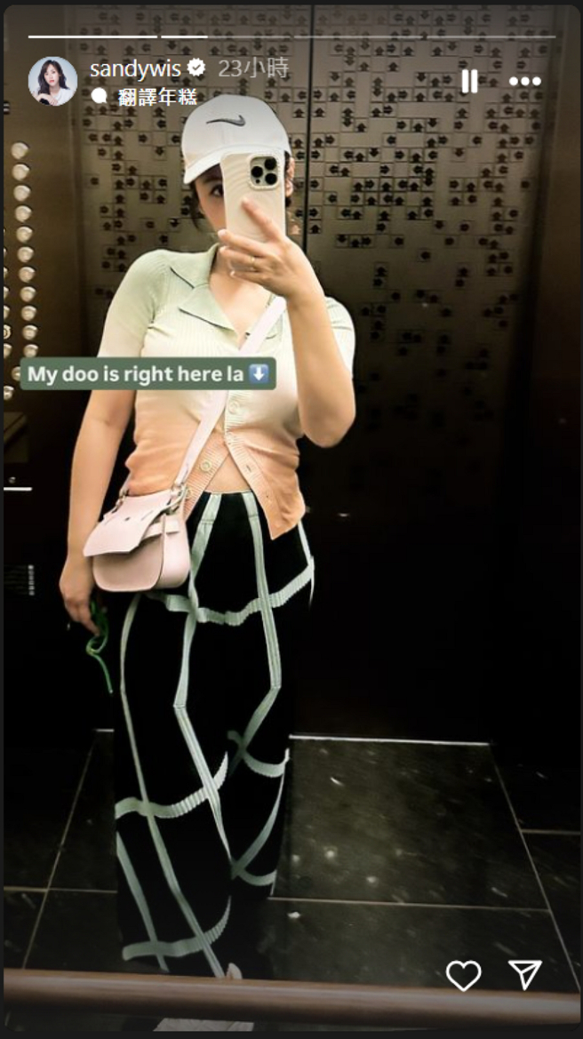 吴姗儒公开孕肚自拍照。（图／摘自Sandy吴姗儒Instagram）