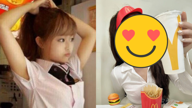 海豚神還原當年麥當勞女神造型。（圖／翻攝自PTT、 IG @pppig）