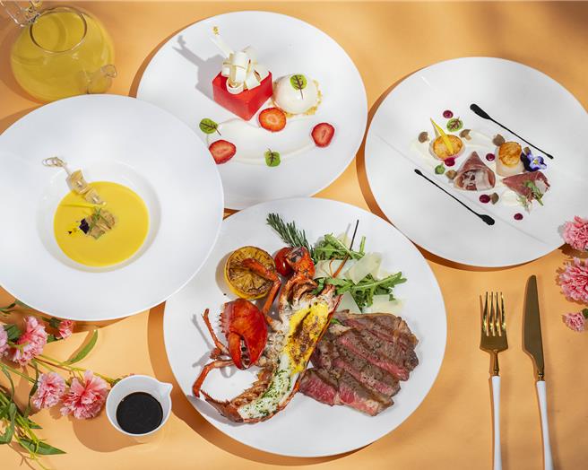 「马可波罗」义大利餐厅浪漫母亲节晚间限定套餐，可品尝到主厨精心准备的4道式义式风味佳肴，每位3280元加1成。(台北远东香格里拉提供)