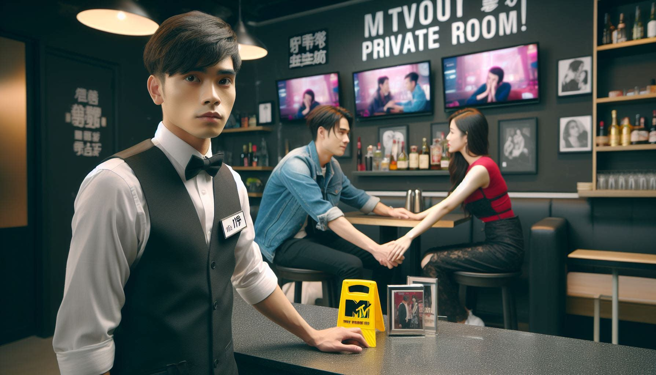 男子打工为了买名牌包给女友过生日，没想到看到女友跟别的男子进入包厢。（示意图、与本案无关／AI生成）