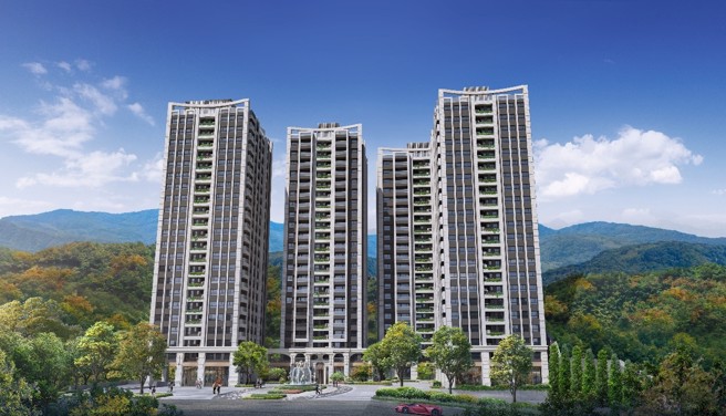 甲山林推出「美丽上城」，拥交通、机能、精工营造等优势，未公开前就备受瞩目(建筑外观3D透视示意图)。（图片来源/甲山林集团提供）