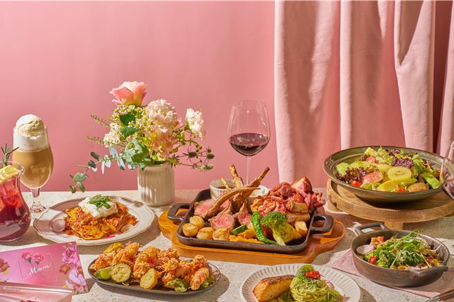 布納咖啡四人套餐包括飲品、蒜香佛卡夏麵包、沙拉、小品和主食等，品項豐富。（布納咖啡提供／朱世凱台北傳真）