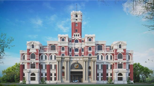 混元禅师斥资12.8亿元兴建的「唯心大礼堂」，外观类总统府。（南投县政府提供／杨静茹南投传真）