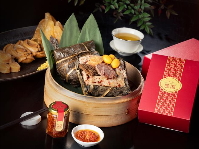 台北文华东方酒店「雅阁」星级端午粽礼，由米其林一星中餐厅「雅阁」厨艺团队精心制作，强调选材奢华、用料丰美、口味精致。（台北文华东方酒店提供／吴娮翎台北传真）