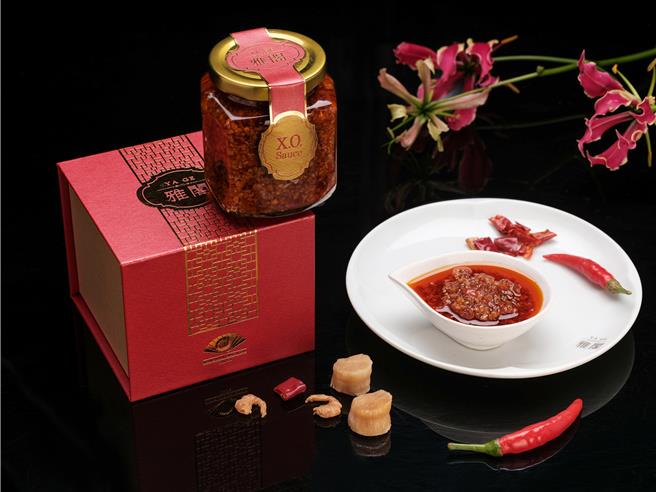 雅阁招牌手工X.O.酱亦可单独购买，220克售价1，180元。（台北文华东方酒店提供／吴娮翎台北传真）