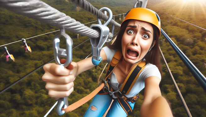 一名女子体验高空滑索，却意外从40公尺高坠落身亡。（示意图、与本案无关／AI生成）