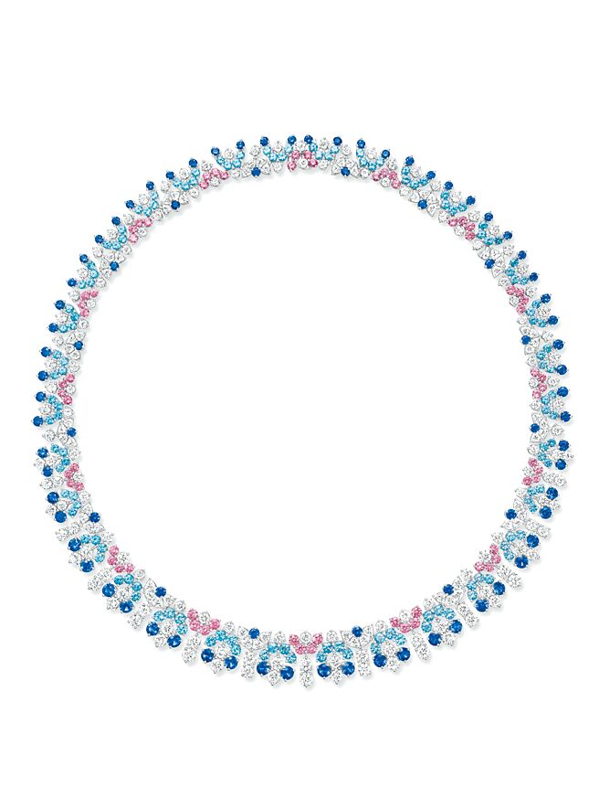 海瑞温斯顿全新New York系列Manhattan Adornment彩宝项炼。（Harry Winston提供）