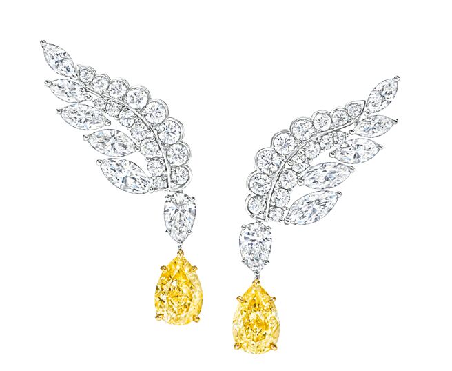 海瑞温斯顿全新New York系列Eagle黄钻钻石耳环。（Harry Winston提供）