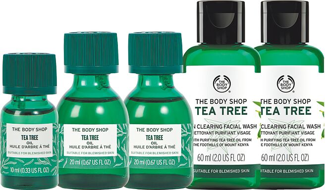 The Body Shop茶树净肤精油组，特惠价1790元，约6.3折优惠。（The Body Shop提供）