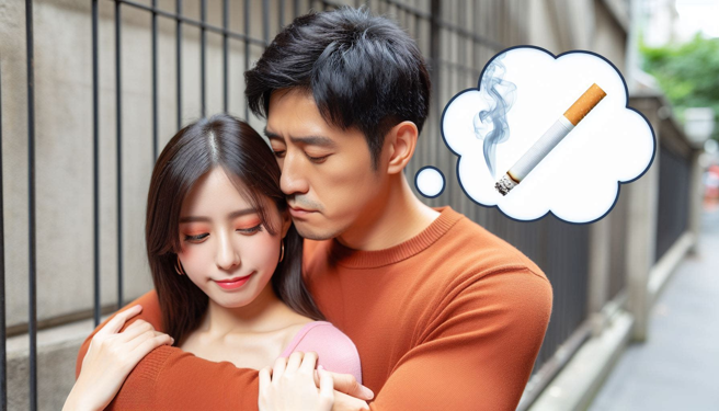 情侶沒抽菸，男友卻在女友奶頭聞到菸味。（示意圖、與本案無關／AI生成）