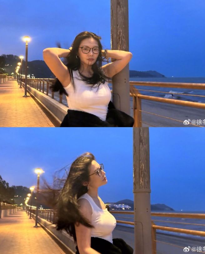 徐冬冬8日在微博发文晒出多张男友视角照（图／撷取自徐冬冬微博）