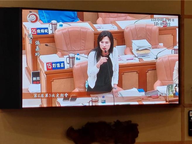 新北市議員張嘉玲今於議會表示，環狀線錯位，責任要新北市扛，維修費用又要新北市付，要求侯友宜市長做專案報告。（陳慰慈攝）