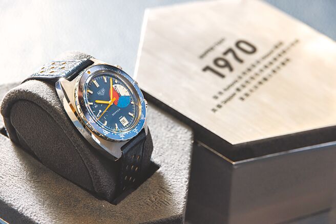 泰格豪雅骨董時計展，展出70年代為帆船賽設計研發的Skipper腕表。（TAG Heuer提供）