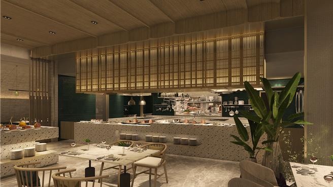 高雄日航酒店拥有5间各具风格的餐厅酒吧，包括日本料理、寰宇自助式全日餐饮、中餐厅、啡厅及空中酒吧。(高雄日航酒店提供)