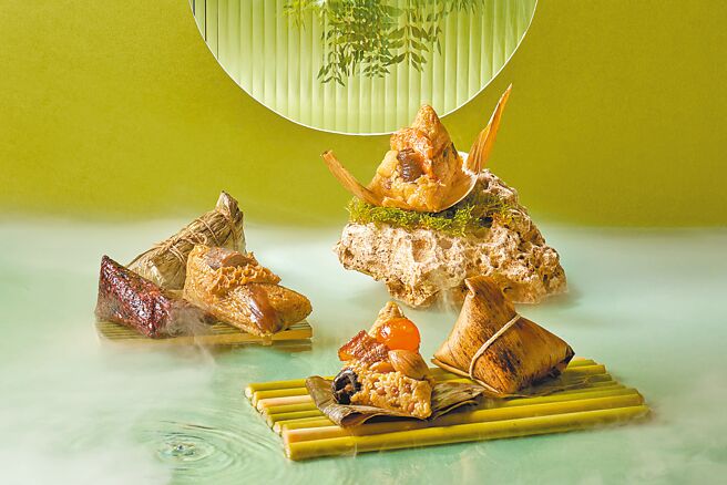 「美福群英粽」組合，含美福牛三寶粽、海景粽等四種口味。（台北美福大飯店提供）