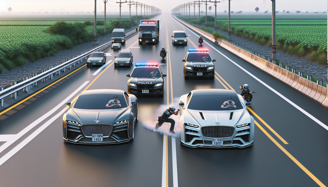 男子悬挂假车牌飙车，炫耀不成，反遭警方逮捕开罚。（示意图、与本案无关／AI生成）