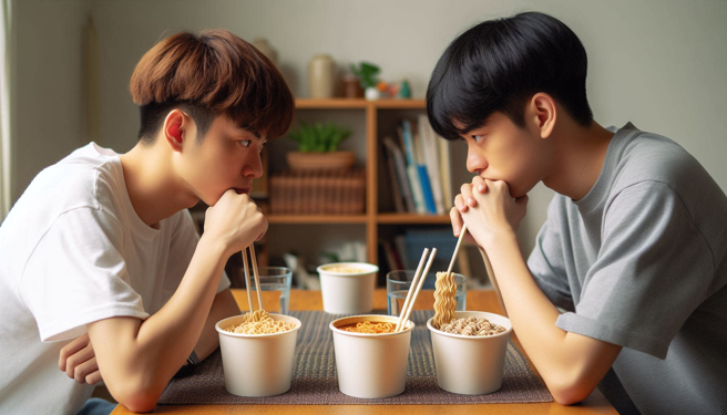 泡麵到底要用现成纸碗，还是另外用碗泡，网友双方各有拥护者。（示意图、与本案无关／AI生成）