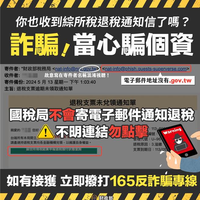 报税诈骗图(图／财政部提供、吴静君传真)