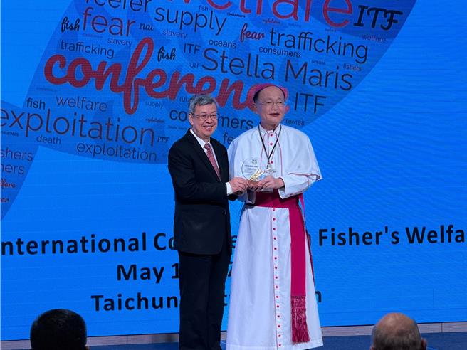 行政院長陳建仁14日上午出席「台灣漁工福祉國際會議」開幕活動。（林欣儀攝）