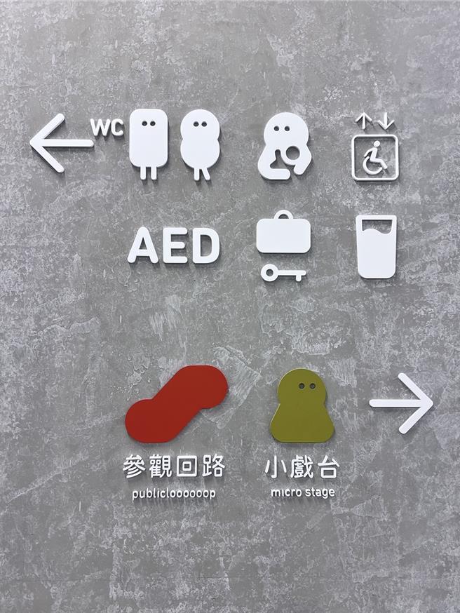 台北表演艺术中心表示，指标设计由台湾设计师聂永真操刀，不同于台湾人习惯的文字指标说明，设计师以图像取代文字作为通用语言。（台北表演艺术中心提供／刘玮晴台北传真）