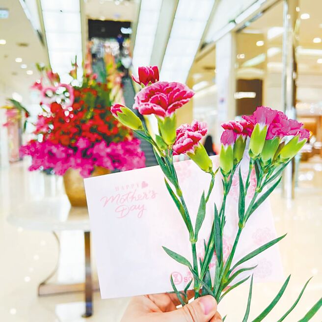 SOGO忠孝、復兴两馆推出应景送康乃馨活动。（SOGO提供）