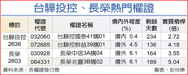 台驊投控、長榮熱門權證