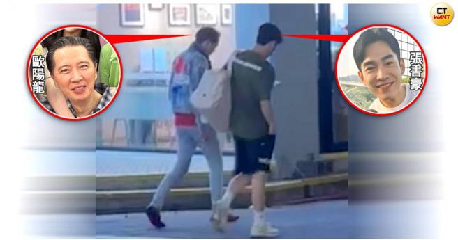 张书豪跟「未来岳父」欧阳龙一起走出火锅店。（图／读者提供／合成图翻摄自IG）