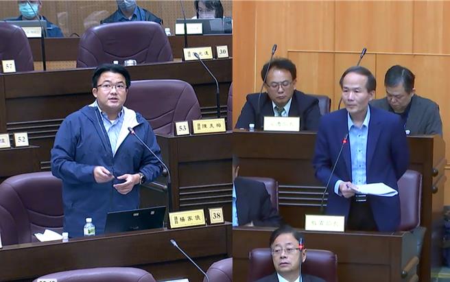 桃園市議員楊家俍16日總質詢時為收養兒請命，建議師法其他五都排入公立或非營利幼兒園優先序位。(蔡依珍攝)