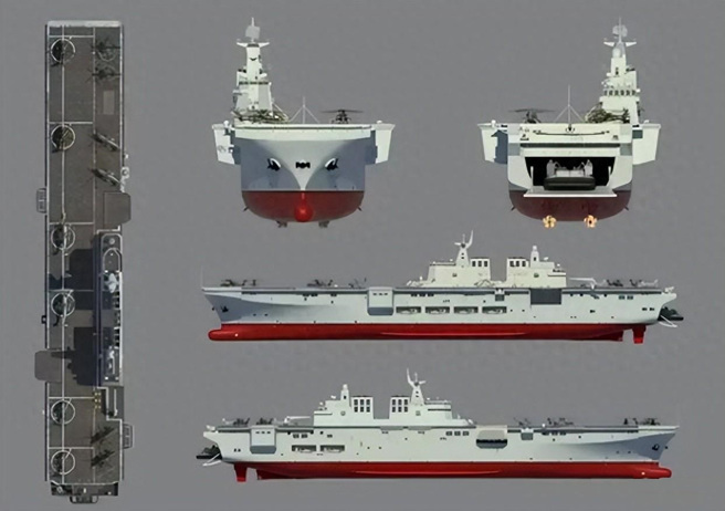 最近曝光的076最大的两项特点是採用最先进的全电推进与电磁弹射两项技术，可以跻身全球性能最顶尖的两栖攻击舰。（图／腾讯网）