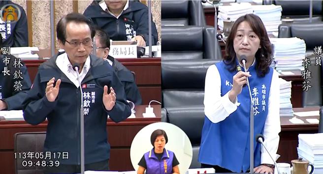 國民黨籍高市議員李雅芬17日赴議會參加總質詢，她提到左營翠華路拓寬工程施工8個多月期間，已經發生82起車禍，造成56人受傷，且只要一發生車禍，其他用路車輛就無法動彈。（翻攝自高市議會YOUTUBE頻道／洪浩軒高雄傳真）