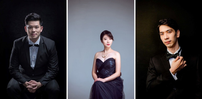 男中音陳翰威、女高音梁又中、男高音宮天平。（圖／臺北市立國樂團提供）