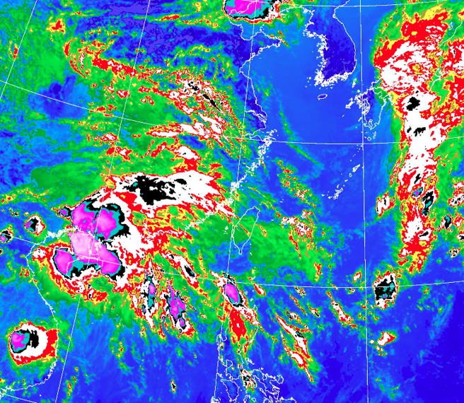 锋面明起接近，一直到周五都滞留在台湾。（翻摄自气象署）
