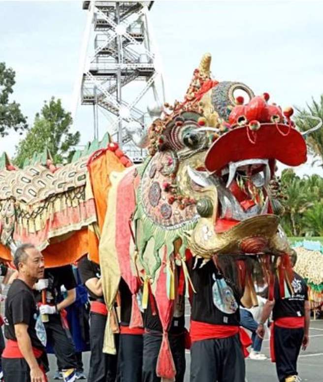 在當地每年復活節，巡迴表演中都少不了舞龍的身影。（金龍博物館照片）