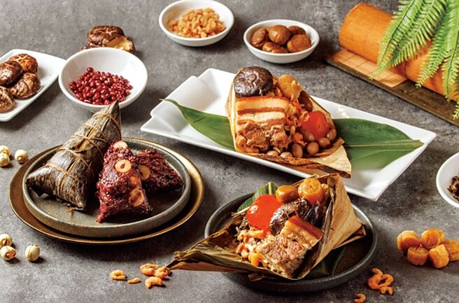 2024年「萬粽選麗台式燒肉粽」，節慶美味再升級，另一組以葷素綜合的「栗香干貝八寶粽」及「紫米豆沙粽」，與新時代健康理念結合，迎合現代人對健康養生的追求。圖／台北士林萬麗酒店提供