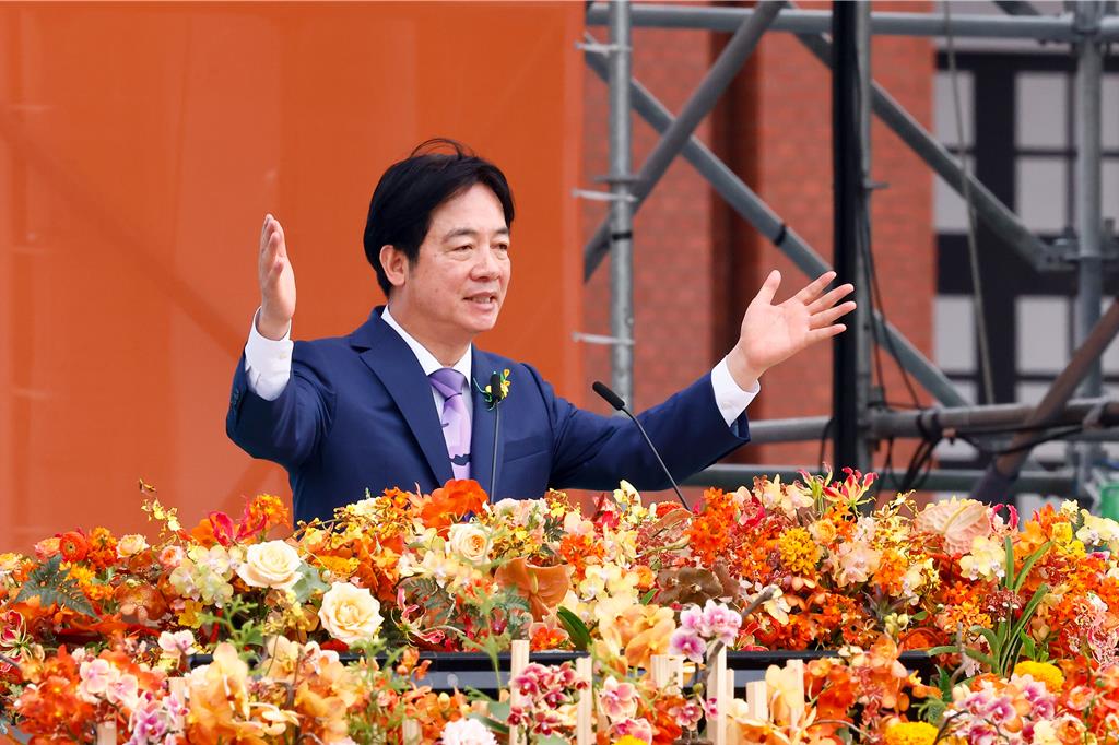 中華民國第16任總統、副總統宣誓就職慶祝大會20日在總統府前舉行，新上任的賴清德總統發表就職演說。（陳信翰攝）