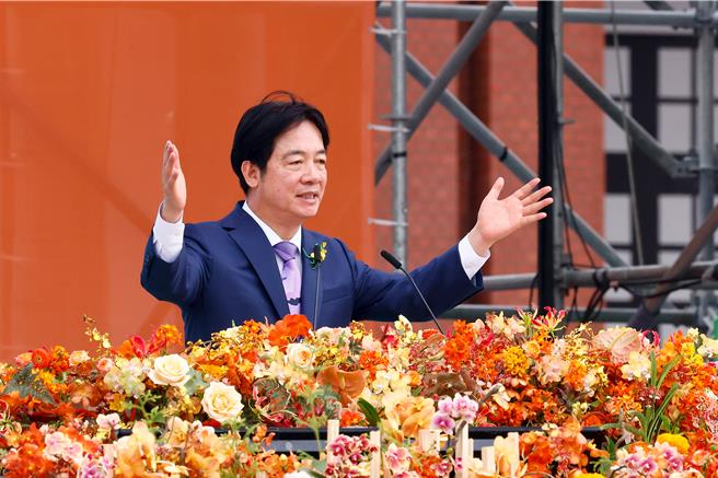 中华民国第16任总统、副总统宣誓就职庆祝大会20日在总统府前举行，新上任的赖清德总统发表就职演说。（陈信翰摄）