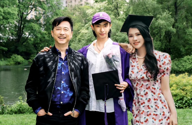 网友合成庾澄庆、恩利、伊能静3人同框照。（图／翻摄自庾澄庆微博留言）