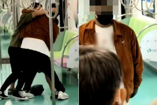 台中捷运21日上午惊传砍人事件，连同行凶男子共3人送医。（民眾提供／王煌忠台中传真）