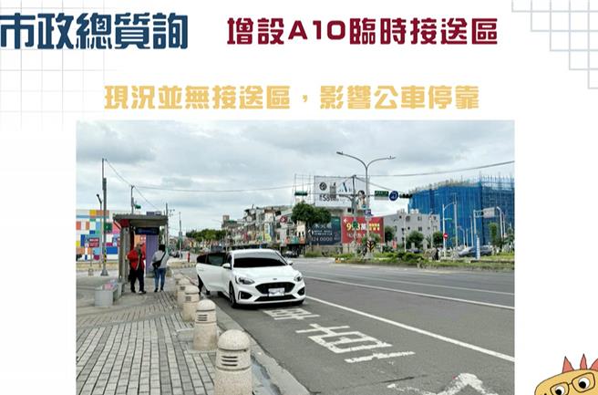 议员钱龙力促活化机场捷运A10站高架轨道下閒置杂草空间，解决人车争道问题。(钱龙提供／蔡依珍桃园传真)