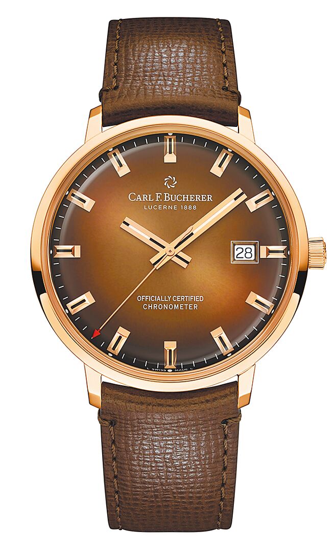 寶齊萊傳承系列瑞士官方天文台認證腕表，玫瑰金款限量88只。（Carl F. Bucherer提供）