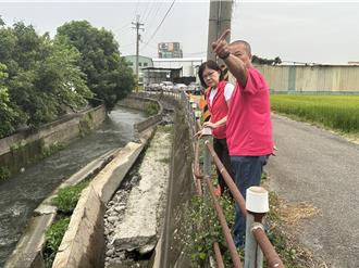 后溪底排水40米侧沟「倒一排」 颱风季将至恐加剧坍方