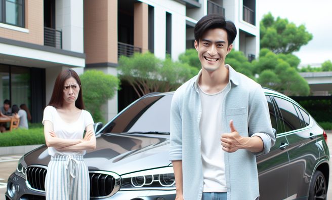人妻聽聞老公拿著分到的500萬去買BMW車，竟然不是先買房，氣得想要離婚。（示意圖、與本案無關／AI生成）