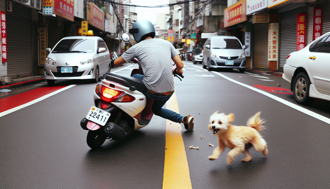 男骑士路上遭侧撞攻击　「肇事犬」撞完人竟加速逃！
