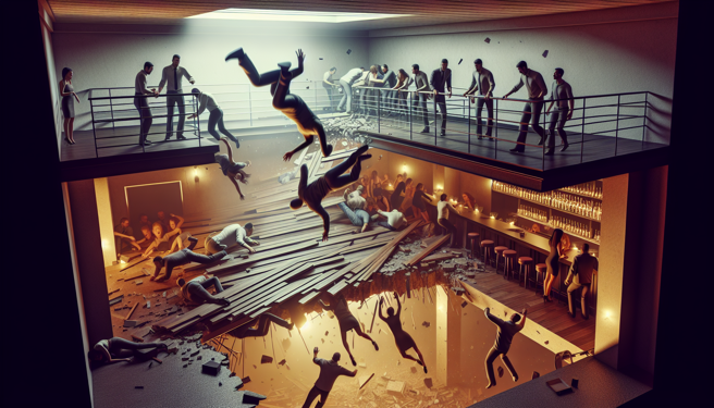 西班牙一間2層樓酒吧餐廳，晚間8時許突然坍塌，2樓變成地下室，造成多人死傷。（示意圖、與本案無關／AI生成）