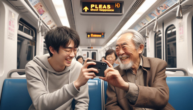 年輕男子一開始很客氣，但是老爺爺拿出手機撥放A片時，男子就感覺的不對勁了，隨後就逃離現場。（示意圖、與本案無關／AI生成）